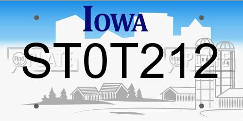 ST0T212 Iowa License Plate