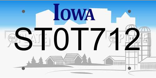 ST0T712 Iowa License Plate