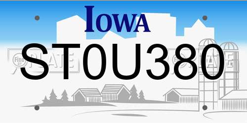 ST0U380 Iowa License Plate
