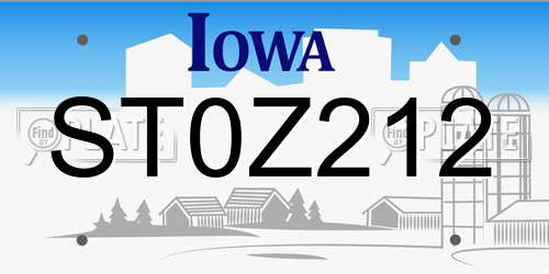 ST0Z212 Iowa License Plate