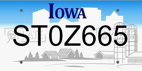 ST0Z665 Iowa License Plate