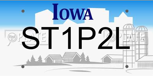 ST1P2L Iowa License Plate