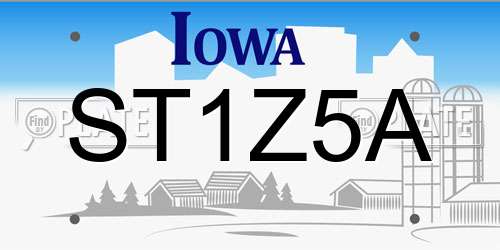 ST1Z5A Iowa License Plate
