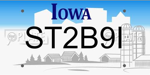 ST2B9I Iowa License Plate