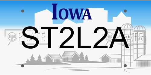 ST2L2A Iowa License Plate
