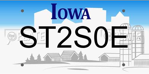 ST2S0E Iowa License Plate