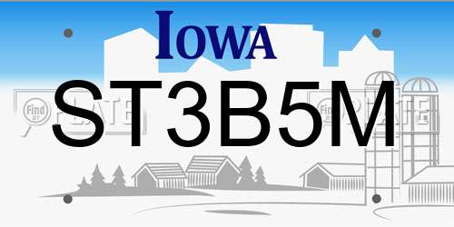 ST3B5M Iowa License Plate