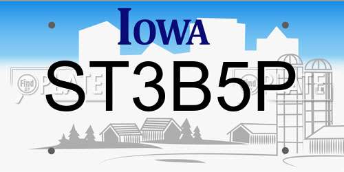 ST3B5P Iowa License Plate