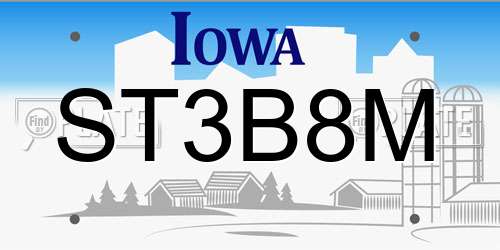 ST3B8M Iowa License Plate