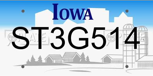 ST3G514 Iowa License Plate