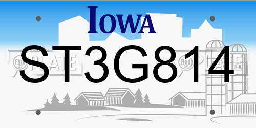 ST3G814 Iowa License Plate