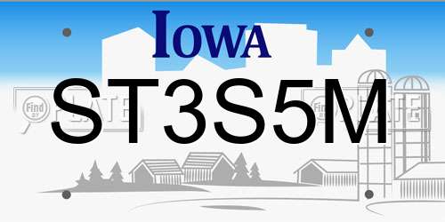 ST3S5M Iowa License Plate