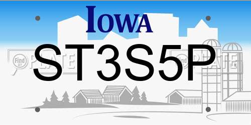 ST3S5P Iowa License Plate