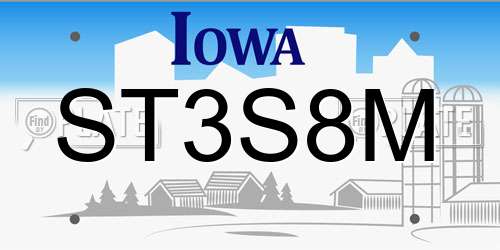 ST3S8M Iowa License Plate