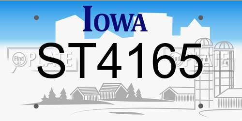 ST4165 Iowa License Plate