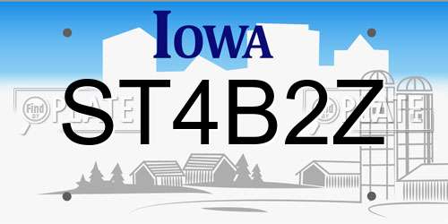 ST4B2Z Iowa License Plate
