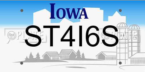 ST4I6S Iowa License Plate