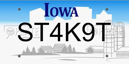 ST4K9T Iowa License Plate