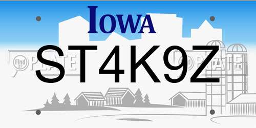 ST4K9Z Iowa License Plate