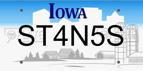 ST4N5S Iowa License Plate