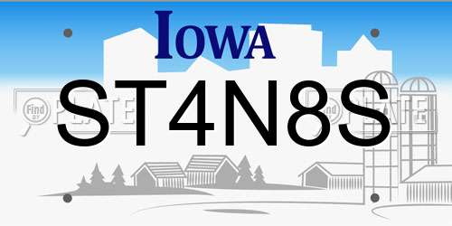 ST4N8S Iowa License Plate