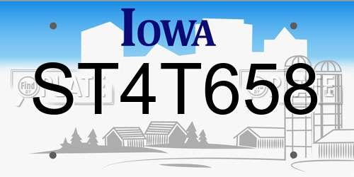 ST4T658 Iowa License Plate