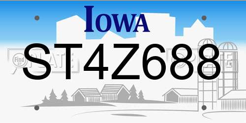 ST4Z688 Iowa License Plate