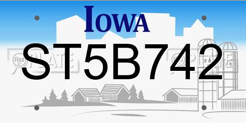 ST5B742 Iowa License Plate