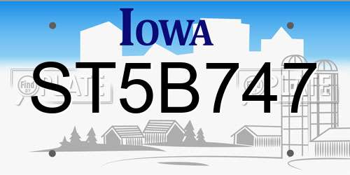 ST5B747 Iowa License Plate