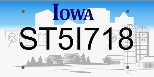 ST5I718 Iowa License Plate