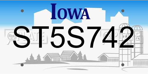 ST5S742 Iowa License Plate