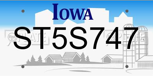 ST5S747 Iowa License Plate