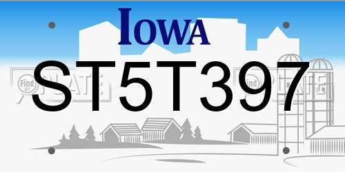 ST5T397 Iowa License Plate