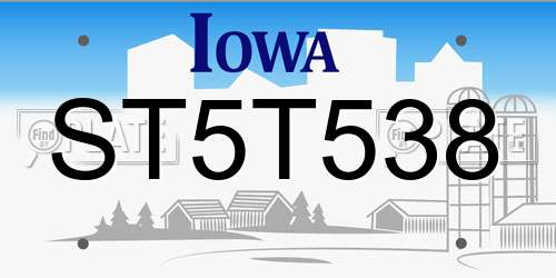 ST5T538 Iowa License Plate