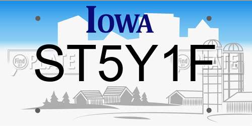 ST5Y1F Iowa License Plate