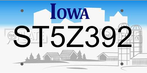 ST5Z392 Iowa License Plate