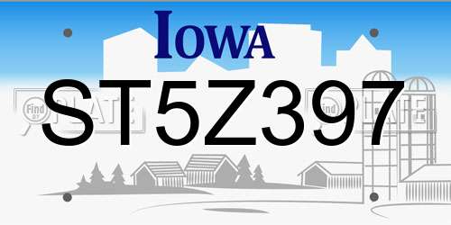 ST5Z397 Iowa License Plate