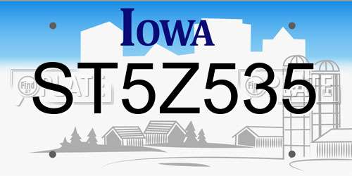 ST5Z535 Iowa License Plate