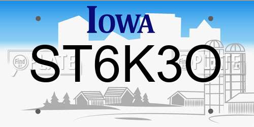 ST6K3O Iowa License Plate