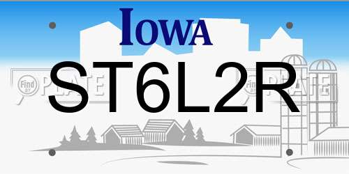 ST6L2R Iowa License Plate
