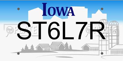 ST6L7R Iowa License Plate