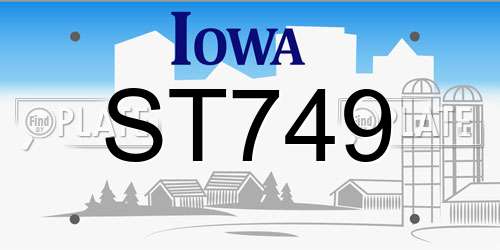 ST749 Iowa License Plate