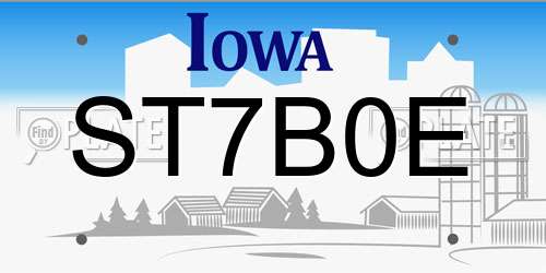 ST7B0E Iowa License Plate