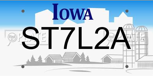 ST7L2A Iowa License Plate