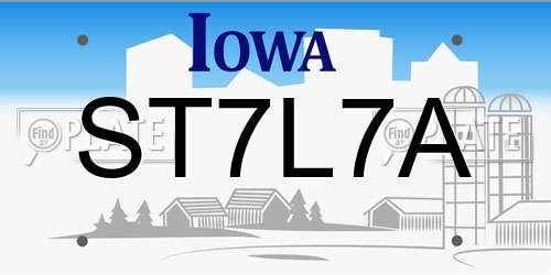 ST7L7A Iowa License Plate