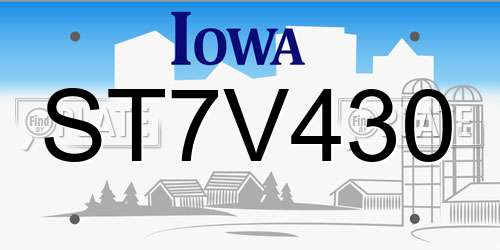 ST7V430 Iowa License Plate