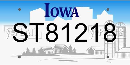 ST81218 Iowa License Plate