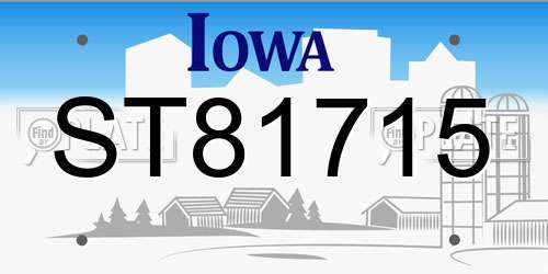 ST81715 Iowa License Plate
