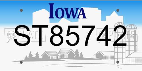 ST85742 Iowa License Plate