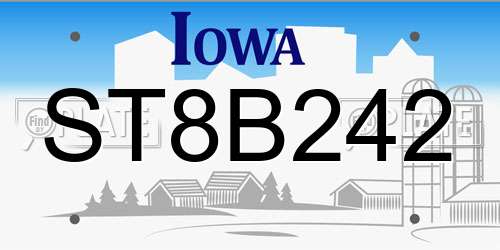 ST8B242 Iowa License Plate